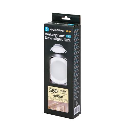 Aigostar - Set 3x LED Spoljašnje ugradbeno svetlo LED/4,8W/230V 4000K IP65 bela