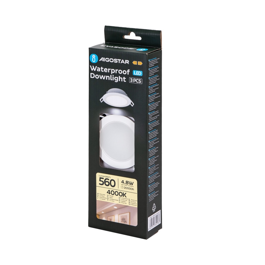 Aigostar - Set 3x LED Spoljašnje ugradbeno svetlo LED/4,8W/230V 4000K IP65 bela