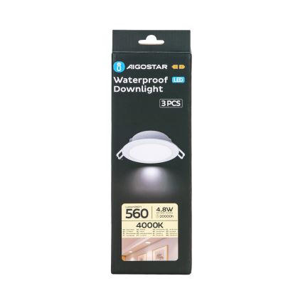 Aigostar - Set 3x LED Spoljašnje ugradbeno svetlo LED/4,8W/230V 4000K IP65 bela