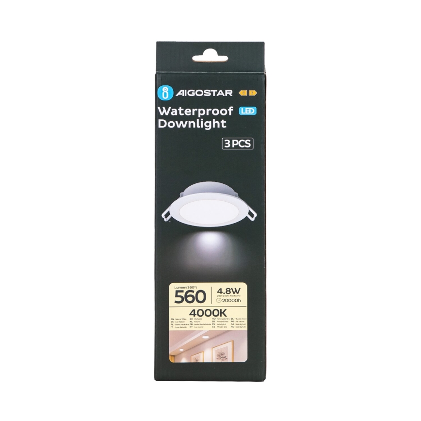 Aigostar - Set 3x LED Spoljašnje ugradbeno svetlo LED/4,8W/230V 4000K IP65 bela