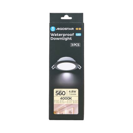 Aigostar - Set 3x LED Spoljašnje ugradbeno svetlo LED/4,8W/230V 4000K IP65 crno