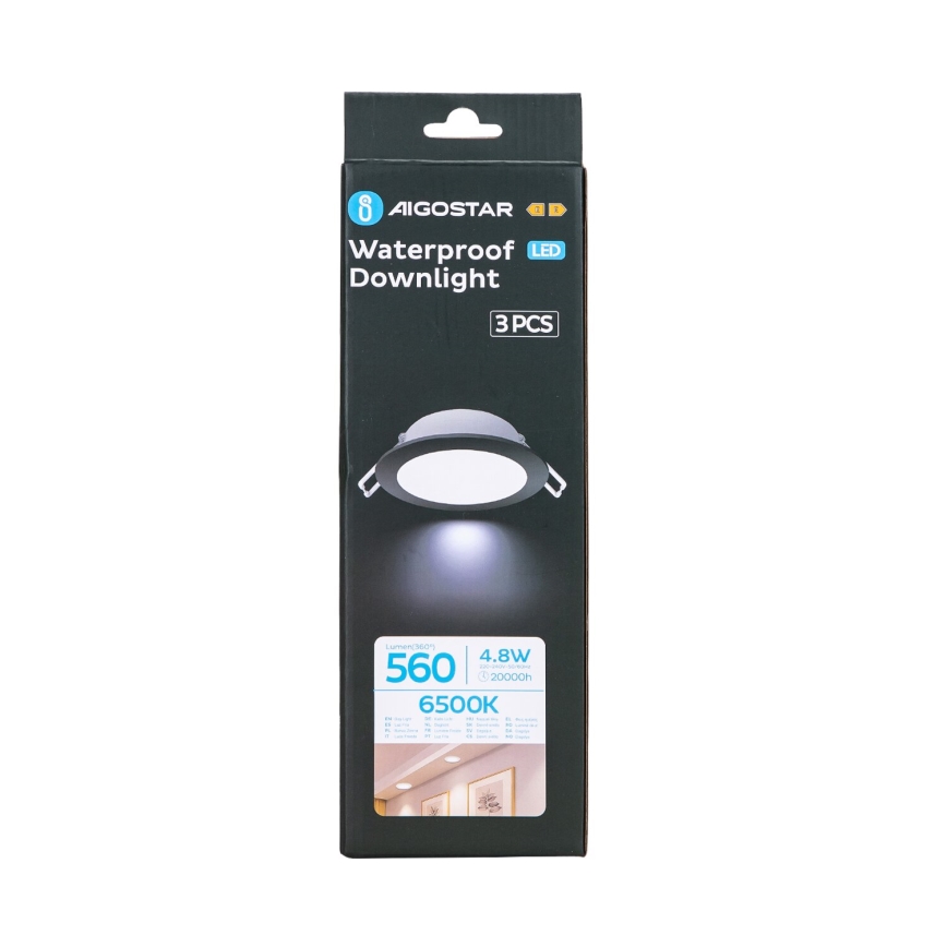 Aigostar - Set 3x LED Spoljašnje ugradbeno svetlo LED/4,8W/230V 6500K IP65 crno