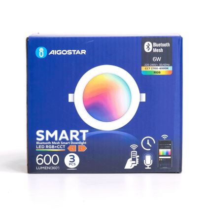 Aigostar - Set 3 x LED RGBW Prigušiva ugradbena lampa MESH LED/6W/230V 2700K-6500K pr.11,5cm