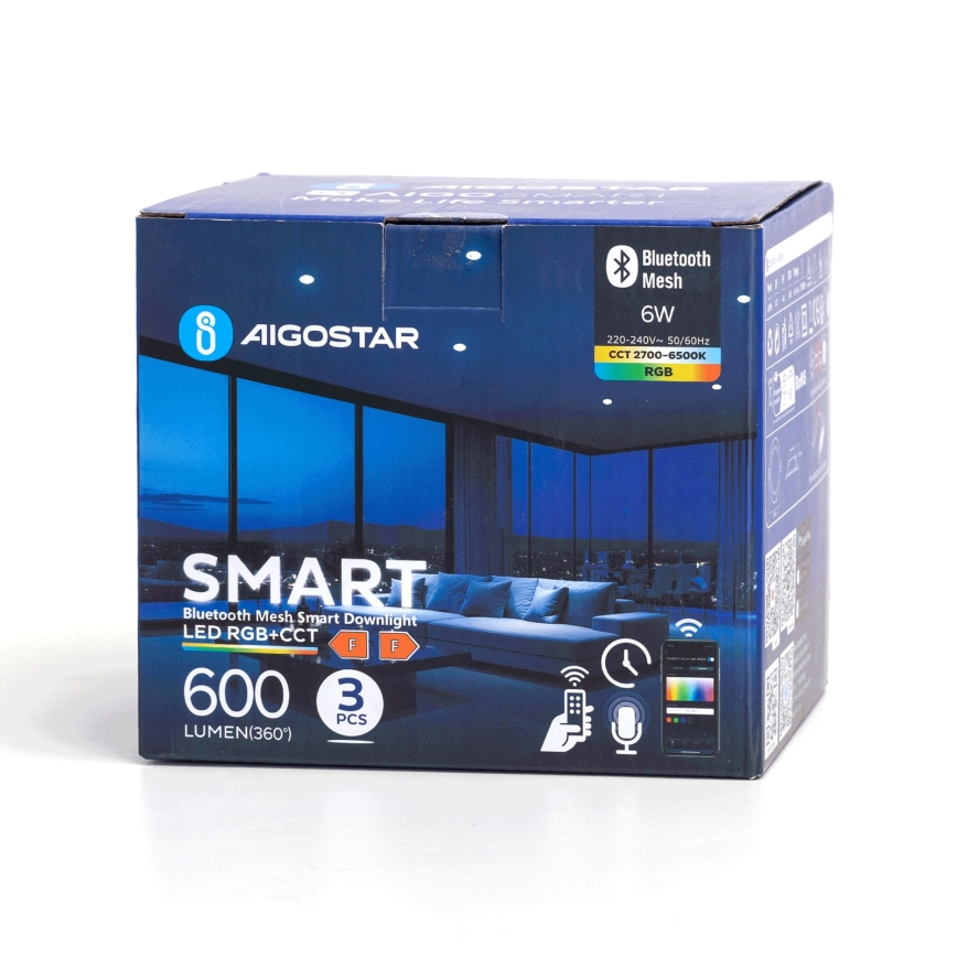 Aigostar - Set 3 x LED RGBW Prigušiva ugradbena lampa MESH LED/6W/230V 2700K-6500K pr.11,5cm