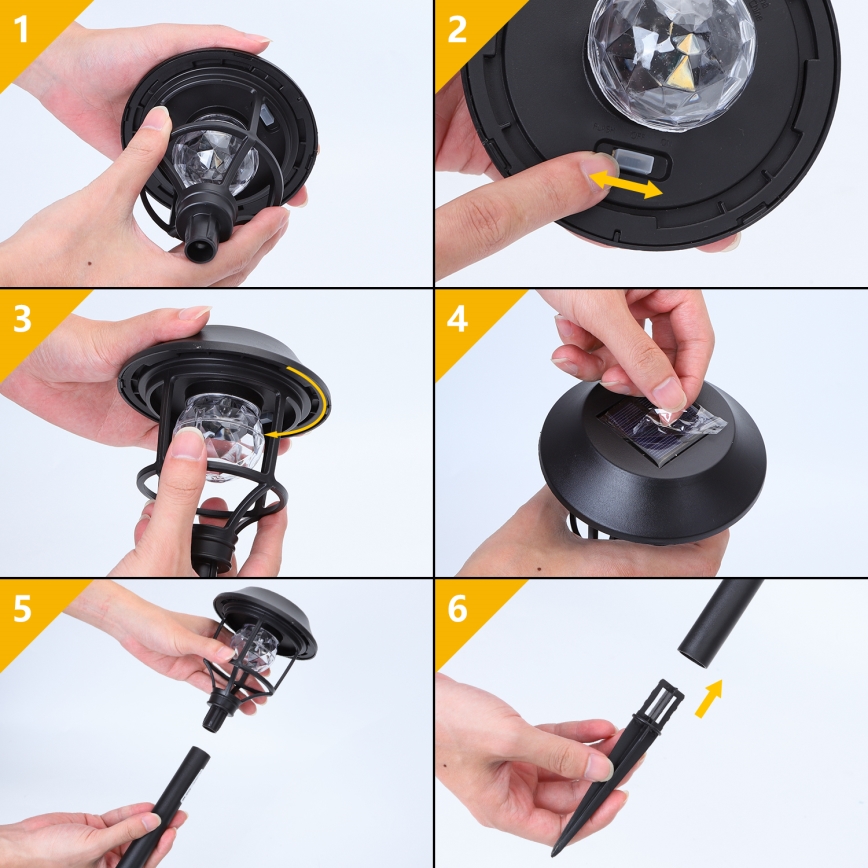 Aigostar - Set 4x LED RGB Solarna lampa LED/0,2W/2V 40 mAh IP44