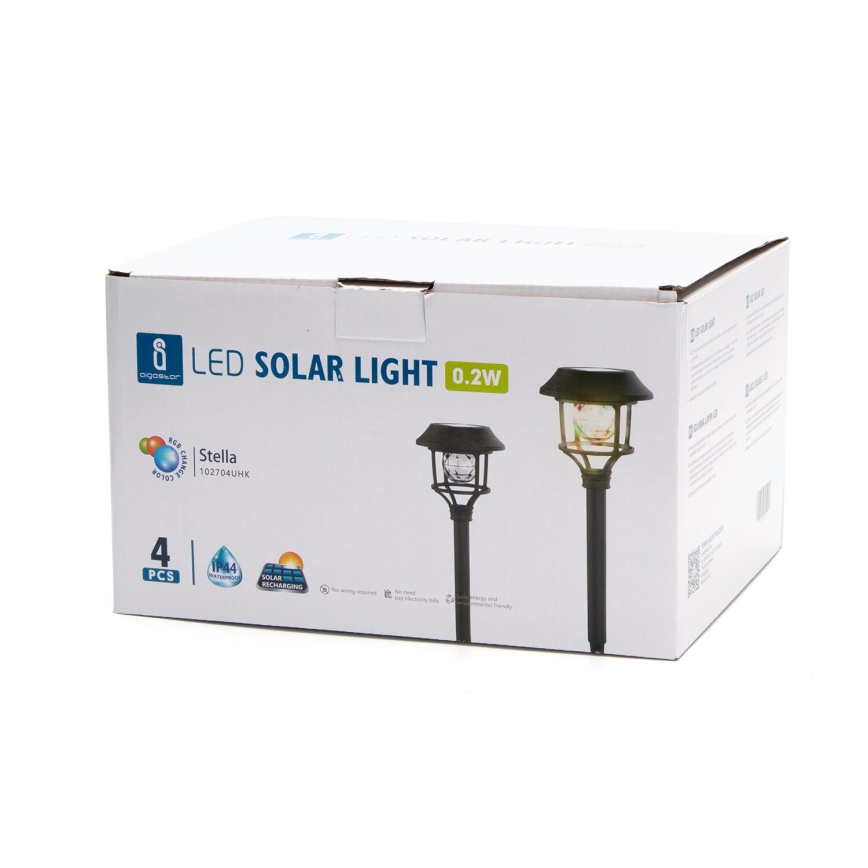 Aigostar - Set 4x LED RGB Solarna lampa LED/0,2W/2V 40 mAh IP44