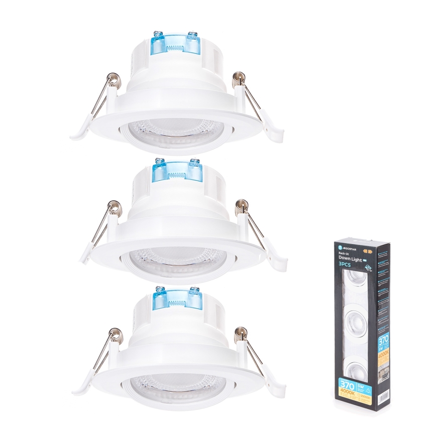 Aigostar - SET od 3 LED ugradnih svetiljki LED/5W/230V 4000K Ø 8,5 cm bela