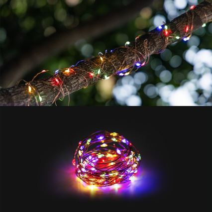 Aigostar - Solarni LED niz, 12 m, 8 funkcija, 800 mAh, IP65, višebojno