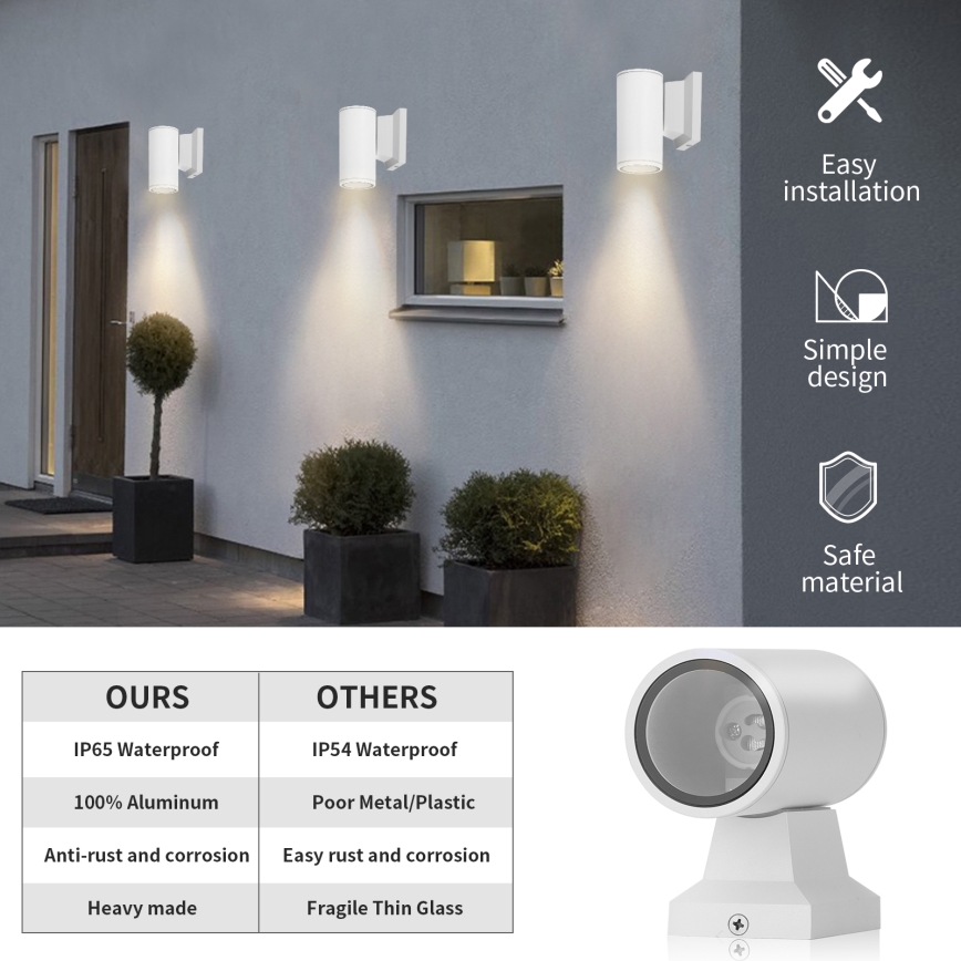 Aigostar - spoljašnja zidna lampa 1xGU10/230V bela IP65 okrugli