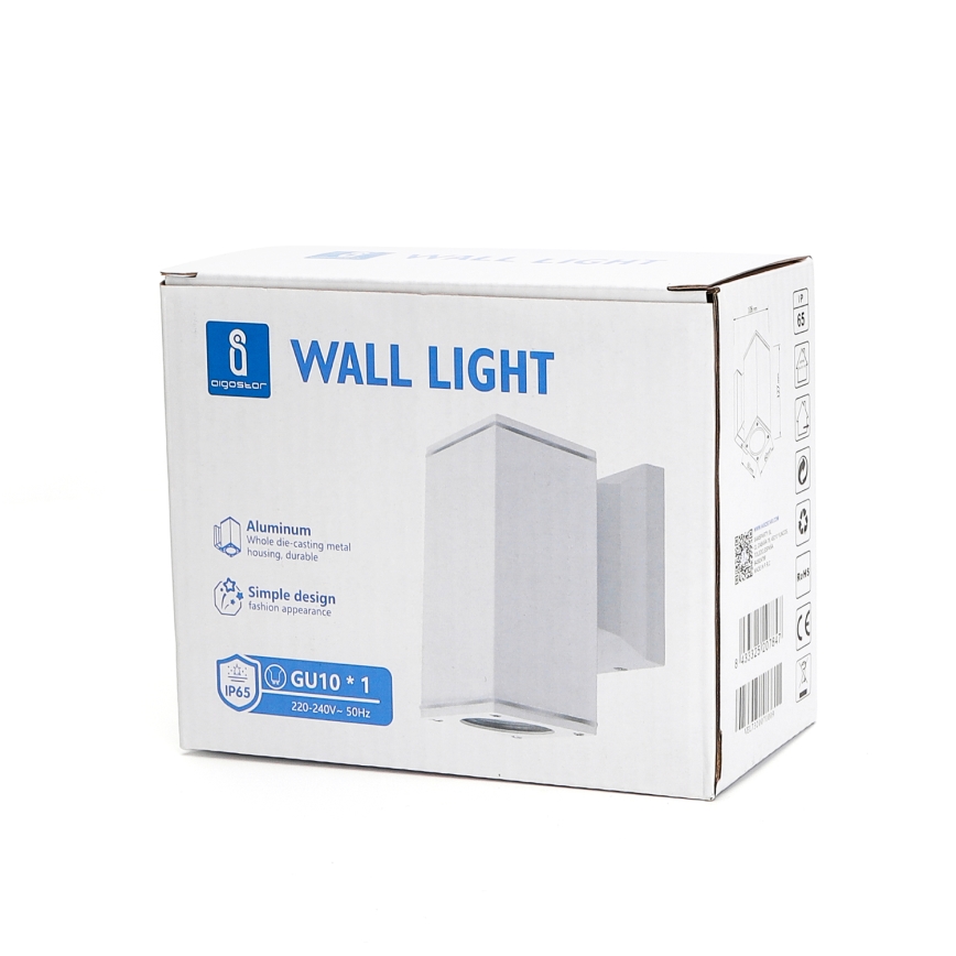 Aigostar - spoljašnja zidna lampa 1xGU10/230V bela IP65 uglast