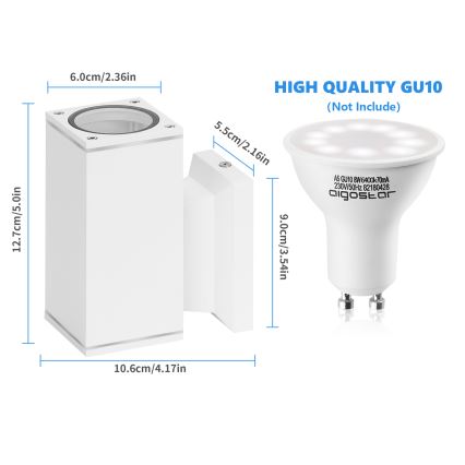 Aigostar - spoljašnja zidna lampa 1xGU10/230V bela IP65 uglast