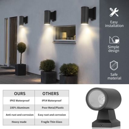 Aigostar - spoljašnja zidna lampa 1xGU10/230V crno IP65 okrugli