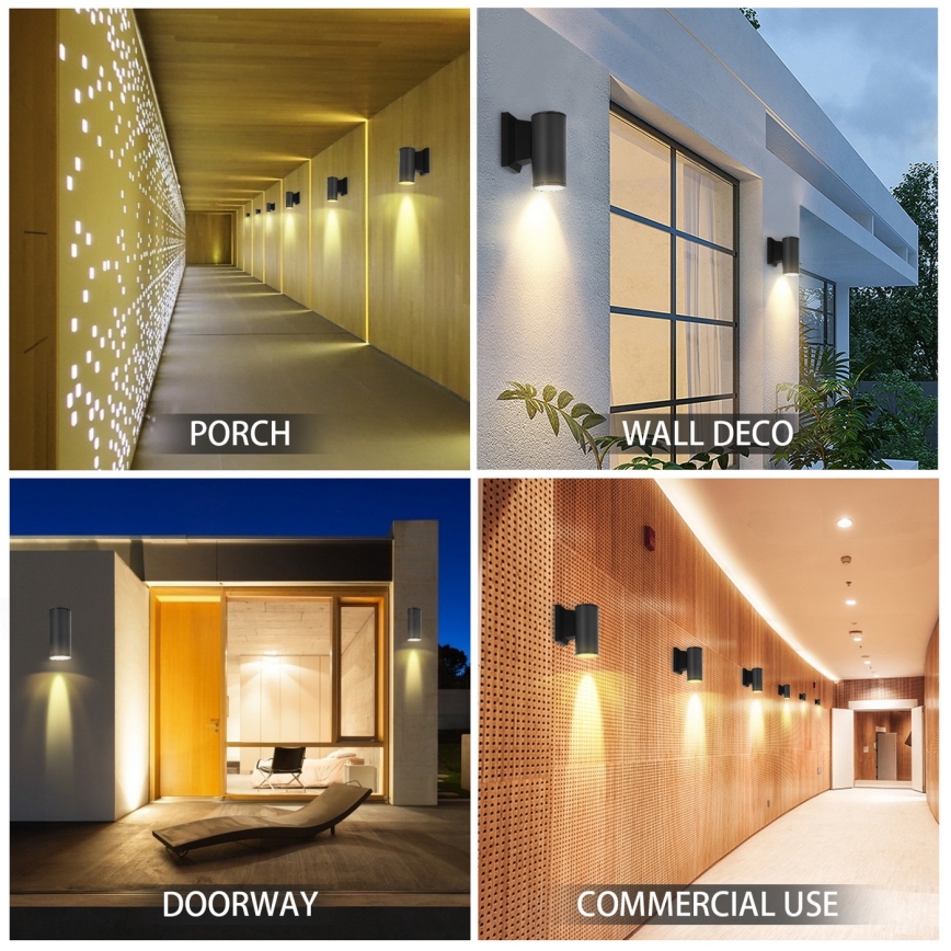 Aigostar - spoljašnja zidna lampa 1xGU10/230V crno IP65 okrugli