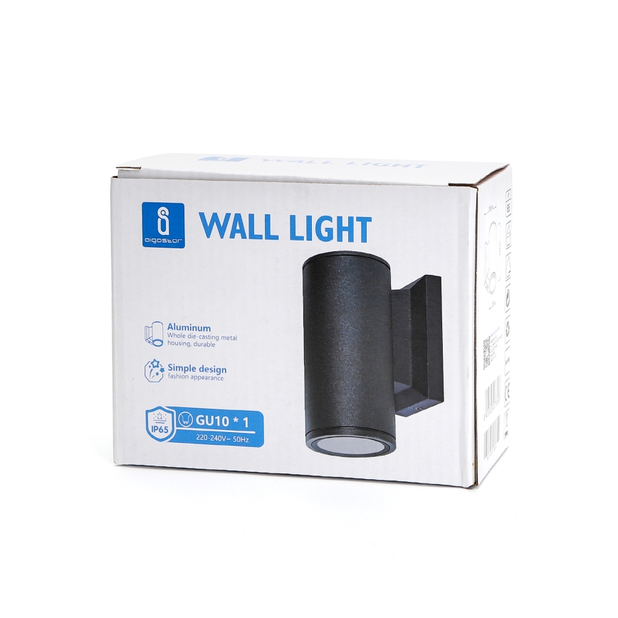 Aigostar - spoljašnja zidna lampa 1xGU10/230V crno IP65 okrugli