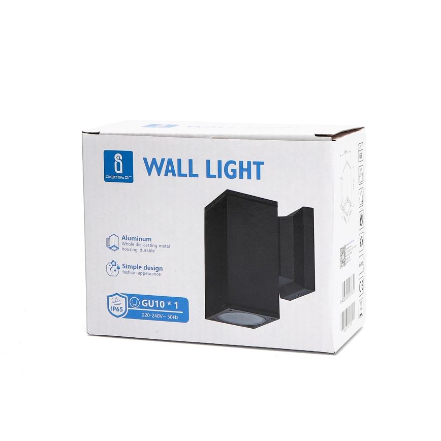 Aigostar - spoljašnja zidna lampa 1xGU10/230V crno IP65 uglast