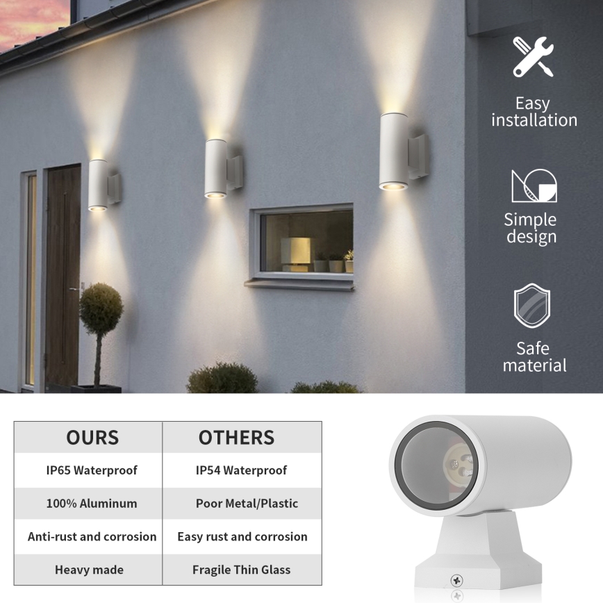 Aigostar - spoljašnja zidna lampa 2xGU10/230V bela IP65 okrugli