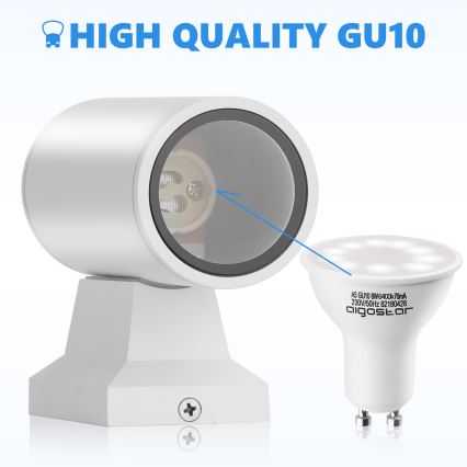 Aigostar - spoljašnja zidna lampa 2xGU10/230V bela IP65 okrugli