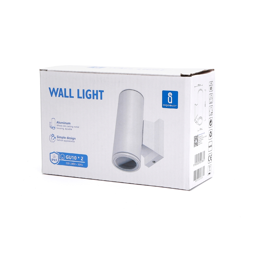 Aigostar - spoljašnja zidna lampa 2xGU10/230V bela IP65 okrugli