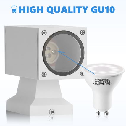Aigostar - spoljašnja zidna lampa 2xGU10/230V bela IP65 uglast