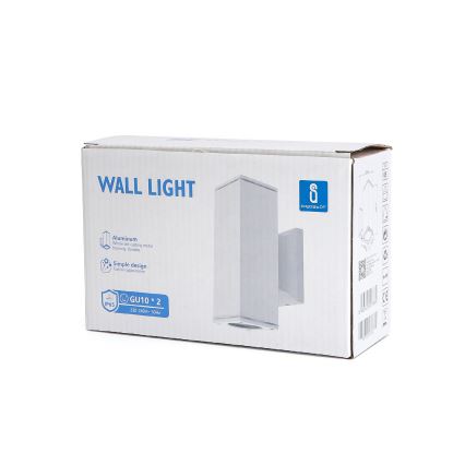 Aigostar - spoljašnja zidna lampa 2xGU10/230V bela IP65 uglast