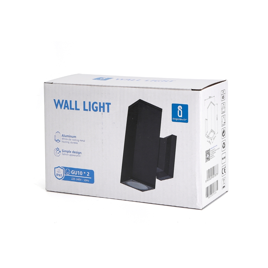 Aigostar - spoljašnja zidna lampa 2xGU10/230V crno IP65 uglast