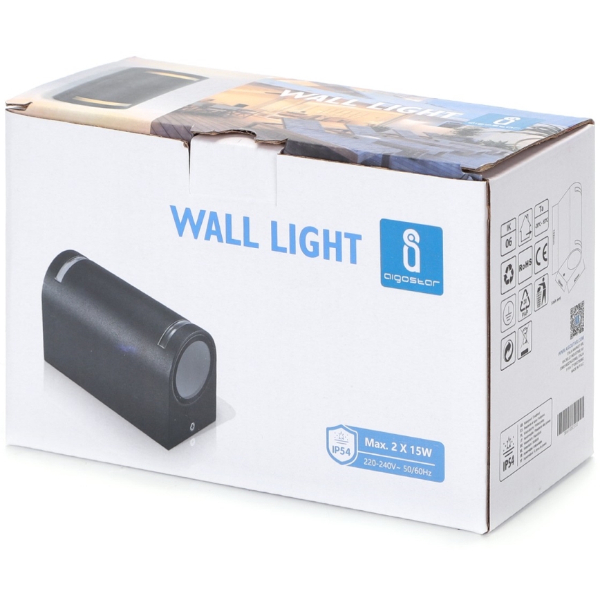 Aigostar - spoljašnja zidna lampa 2xGU10/35W/230V crno IP54