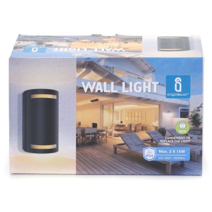 Aigostar - spoljašnja zidna lampa 2xGU10/35W/230V crno IP54