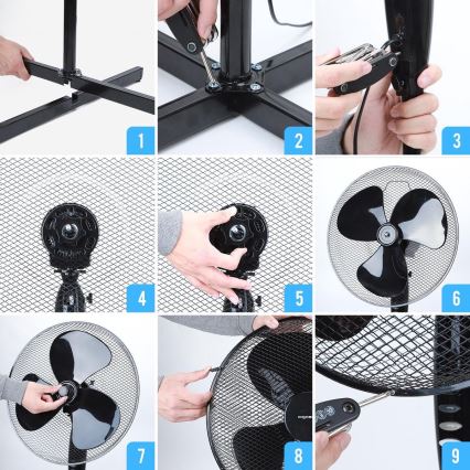 Aigostar - Stajaći ventilator 40W/230V 120 cm crni