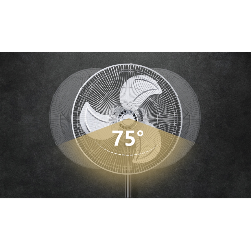 Aigostar - Stajaći ventilator 50W/230V sjajni hrom/crna