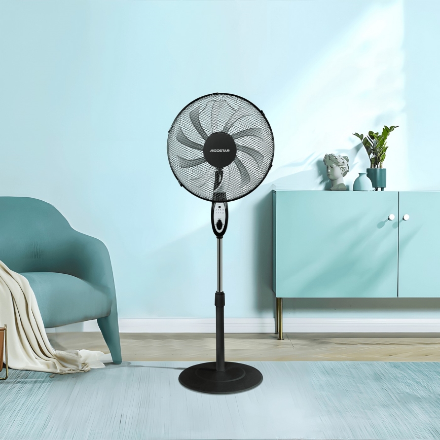Aigostar - Stojeći ventilator 60W/230V crni + daljinski upravljač