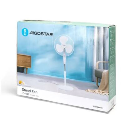 Aigostar - Stojeći ventilator 40W/230V, beo