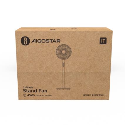 Aigostar - Stojeći ventilator 45W/230V 110 cm beo