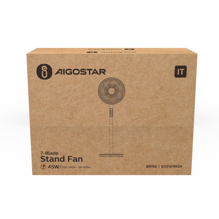 Aigostar - Stojeći ventilator 45W/230V 110 cm beo