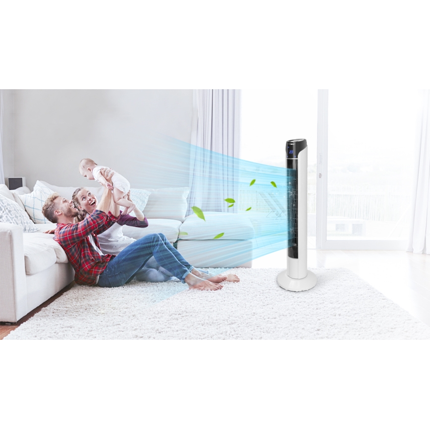 Aigostar - Stojeći ventilator 50W/230V crna/bela + daljinski upravljač