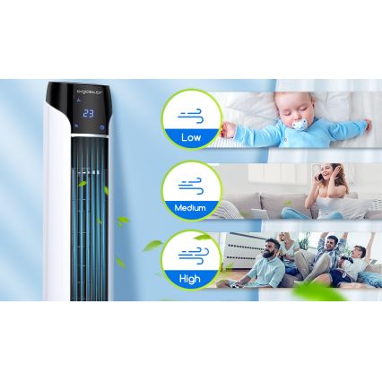 Aigostar - Stojeći ventilator 50W/230V crna/bela + daljinski upravljač