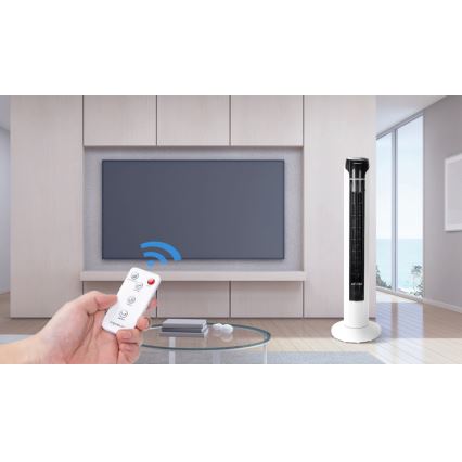 Aigostar - Stojeći ventilator 50W/230V crna/bela + daljinski upravljač