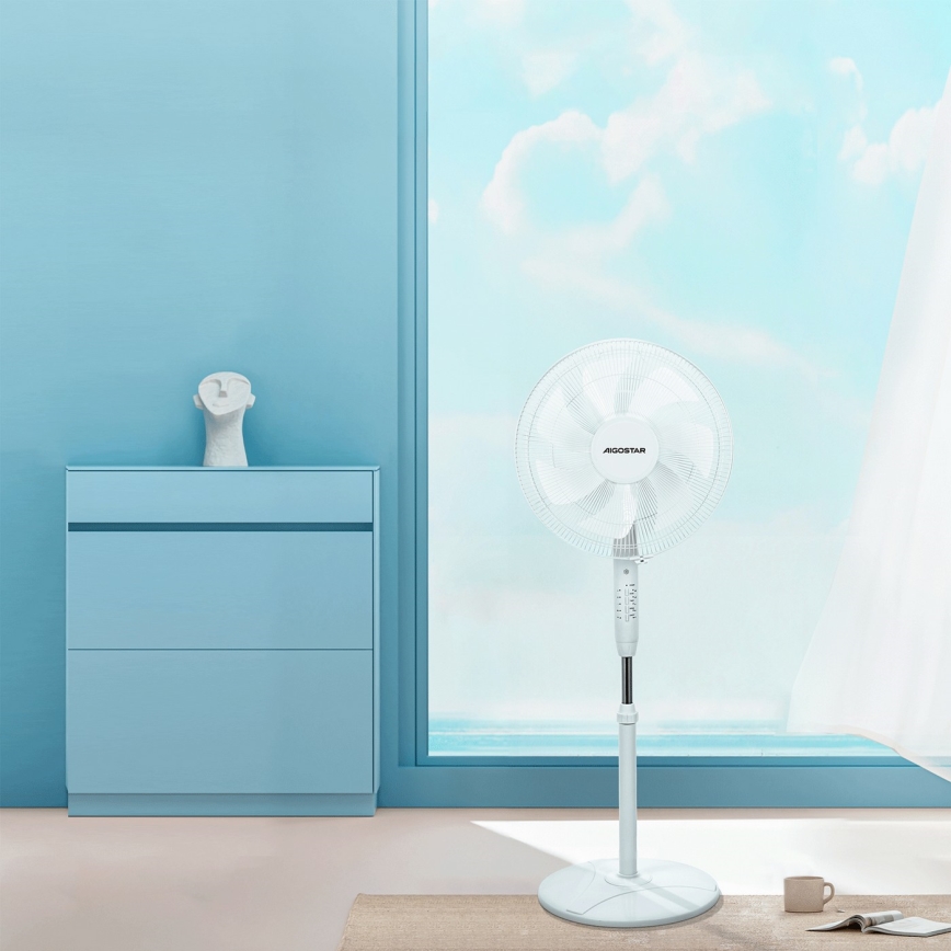 Aigostar - Stajaći ventilator 60W/230V beo + daljinsko upravljanje