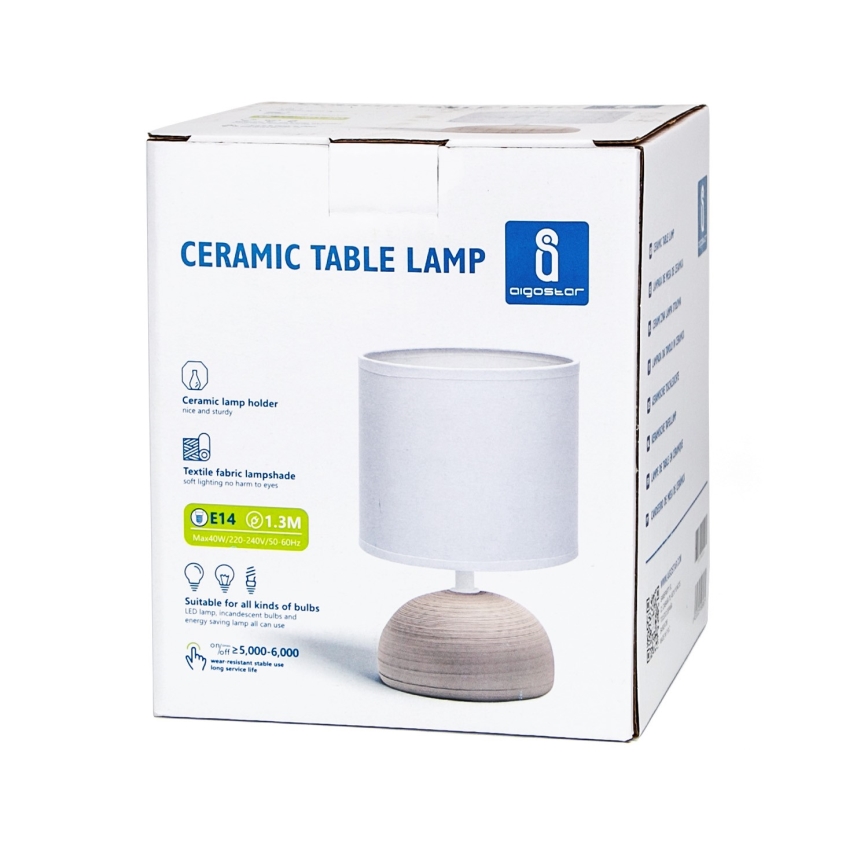 Aigostar - Stona lampa 1xE14/40W/230V bež/bela