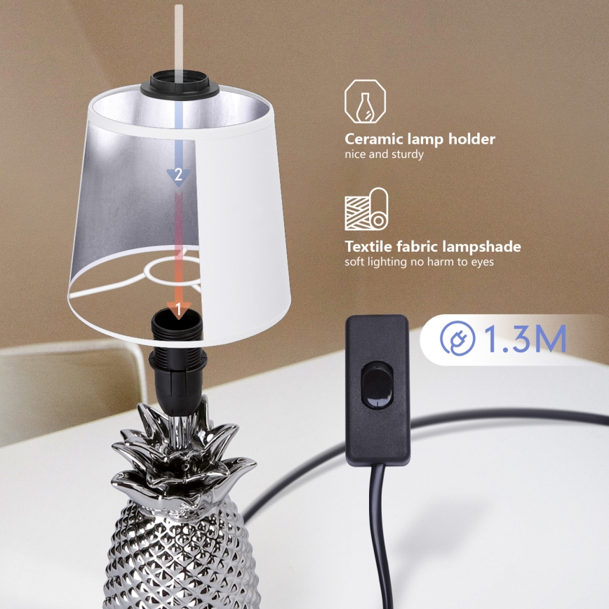 Aigostar - Stona lampa 1xE14/40W/230V krom