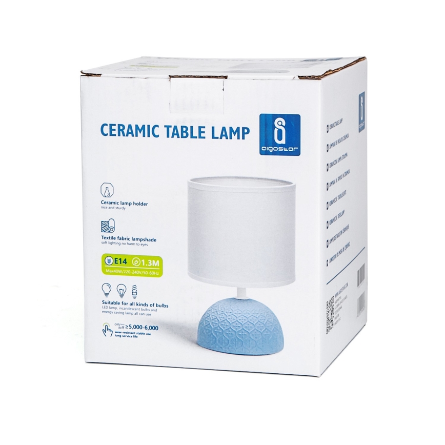 Aigostar - Stona lampa 1xE14/40W/230V plava/bela