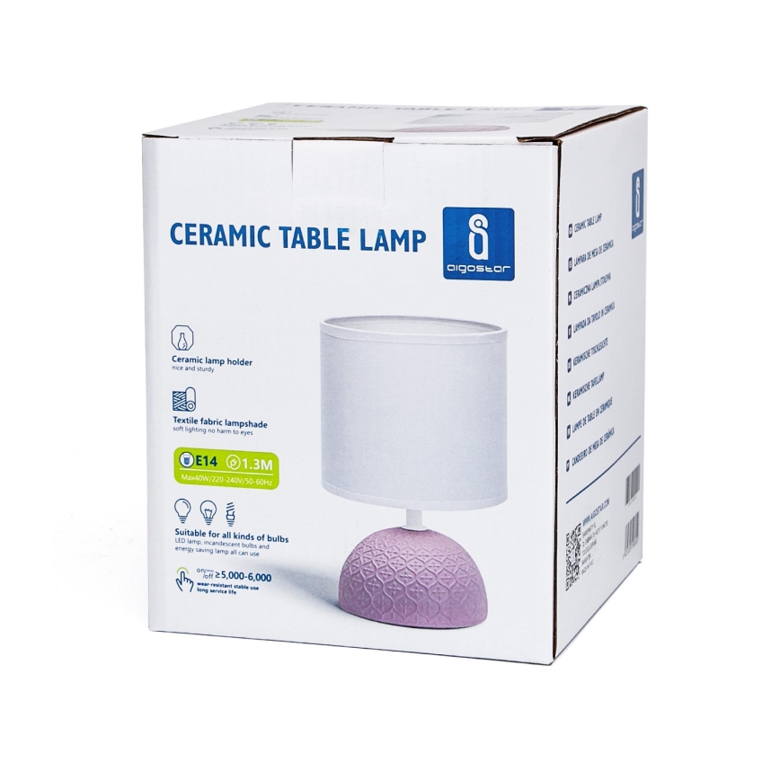 Aigostar - Stona lampa 1xE14/40W/230V roze/bela