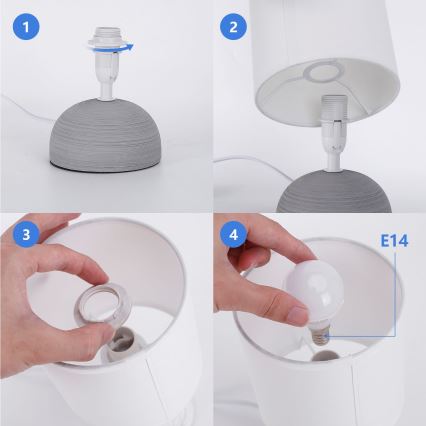 Aigostar - Stona lampa 1xE14/40W/230V siva/bela