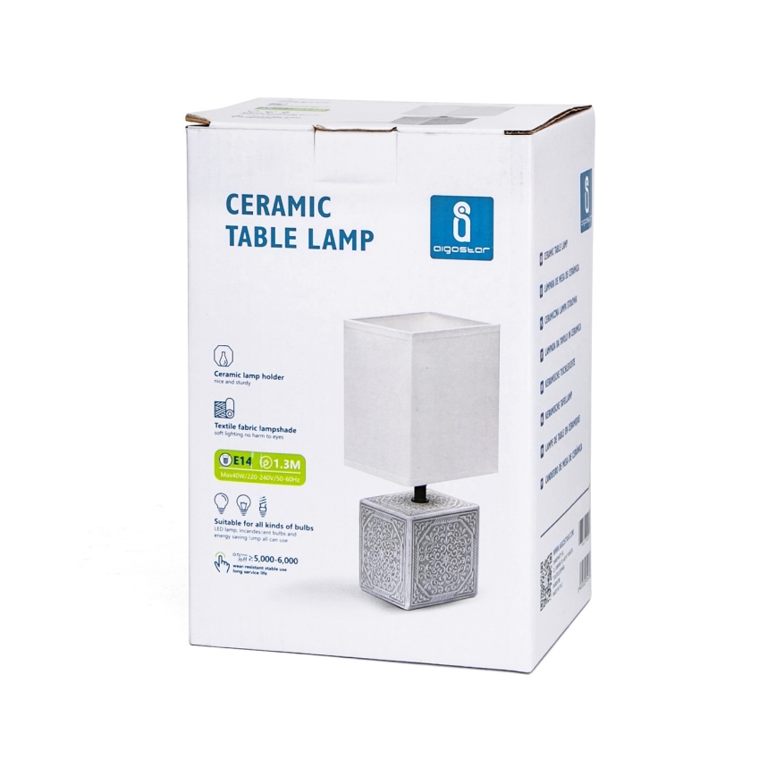 Aigostar - Stona lampa 1xE14/40W/230V sivo/bela