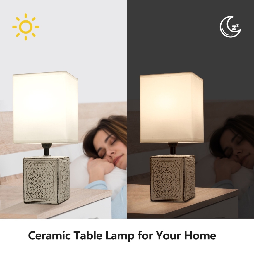 Aigostar - Stona lampa 1xE14/40W/230V sivo/bela