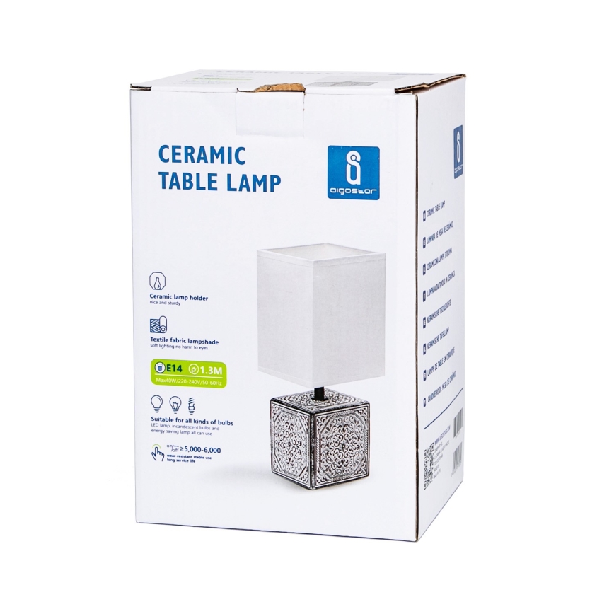 Aigostar - Stona lampa 1xE14/40W/230V sivo/bela