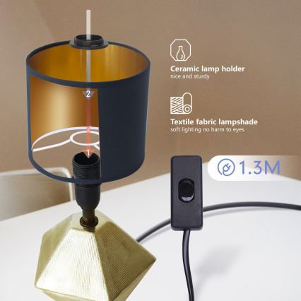 Aigostar - Stona lampa 1xE14/40W/230V zlatna/crno
