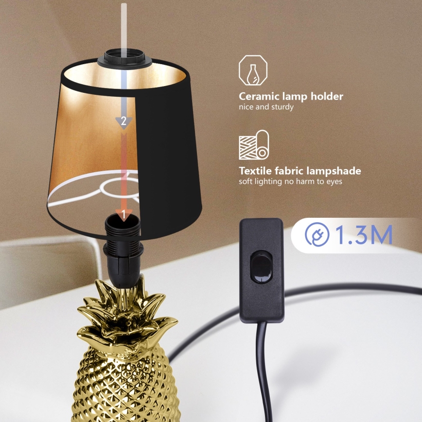 Aigostar - Stona lampa 1xE14/40W/230V zlatna/crno