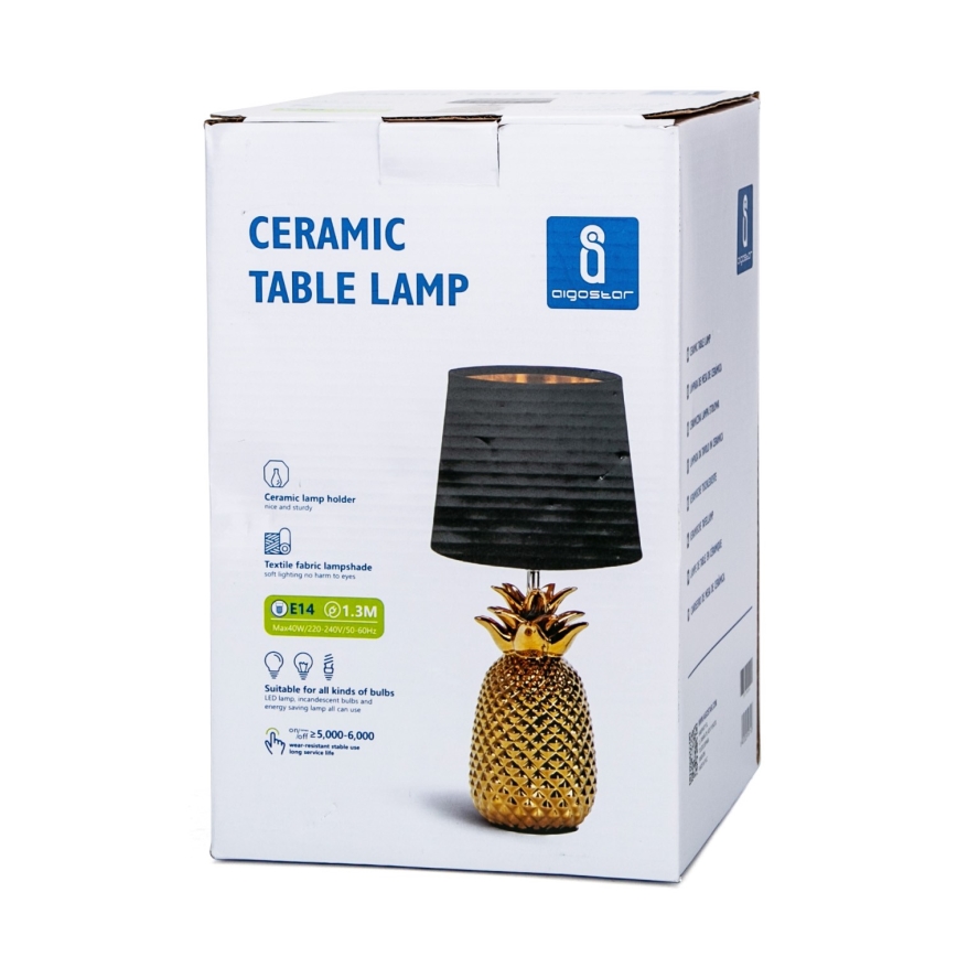 Aigostar - Stona lampa 1xE14/40W/230V zlatna/crno
