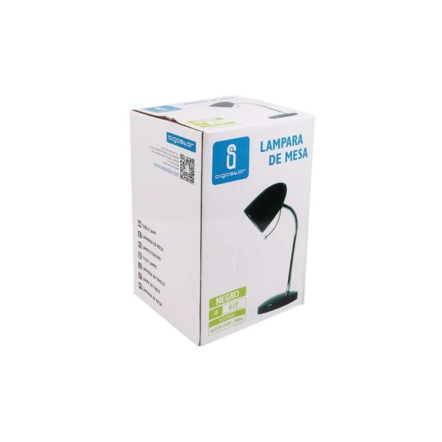 Aigostar - Stona lampa 1xE27/36W/230V crno/krom