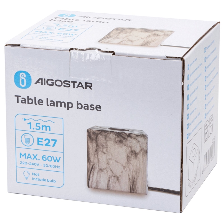 Aigostar - Stona lampa 1xE27/60W/230V bela/sivo